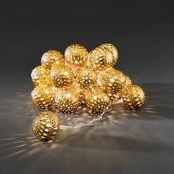 Konstsmide 24 Warm White LED Golden Metal Ball String Lights