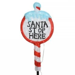 Lumineo Acrylic LED Santa Stop Here Sign 67cm