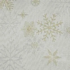 Peggy Wilkins Snow Crystal Champagne Christmas Tablecloth 67"x 100"