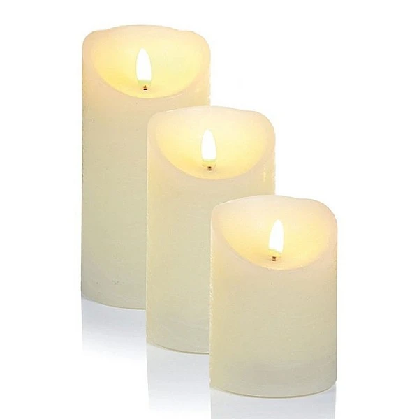 Premier Set Of 3 Flickerbright LED Candles With Timer 3 Premier Set Of 3 Flickerbright LED Candles With Timer