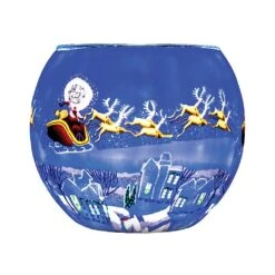 The Milford Collection 'Here Comes Santa' Glass Tealight Holder