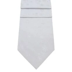 Peggy Wilkins Snow Crystal White & Silver Christmas Table Runner 14"x75"