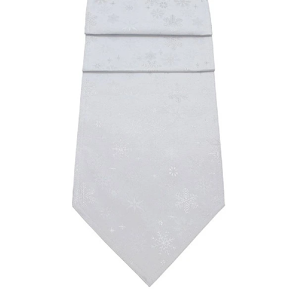 Peggy Wilkins Snow Crystal White & Silver Christmas Table Runner 14"x75" 3 Peggy Wilkins Snow Crystal White & Silver Christmas Table Runner 14"x75"