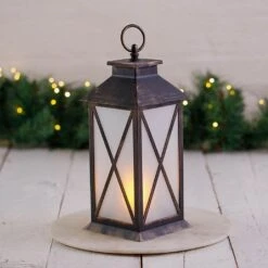 Bronze Fire-effect LED Candle Lantern
