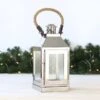 Stainless Steel Lantern With Rope Handle -Christmas Decorations 1128135