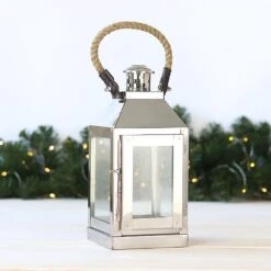 Stainless Steel Lantern With Rope Handle