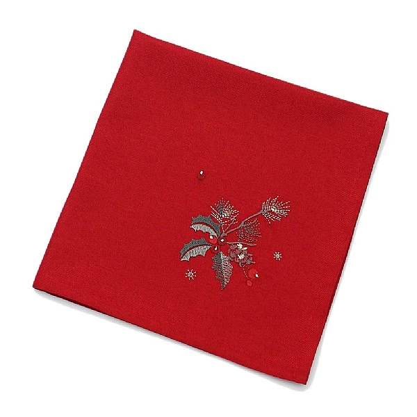 Peggy Wilkins Holly Trail Set Of 4 Red Napkins 3 Peggy Wilkins Holly Trail Set Of 4 Red Napkins