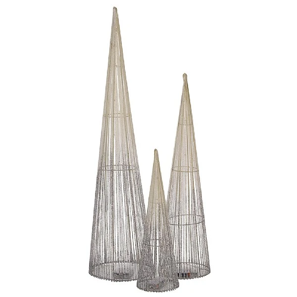 Three Kings Set Of 3 Silver Sparkly TreeBelisks (Battery Operated) 4 Three Kings Set Of 3 Silver Sparkly TreeBelisks (Battery Operated) - Image 2