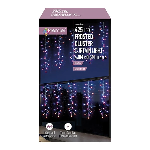 Premier 425 Red, Blue & White LED Frost Cluster Curtain 3 Premier 425 Red, Blue & White LED Frost Cluster Curtain