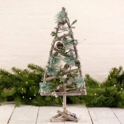 Silver Wooden Tree With 20 LED's 58cm