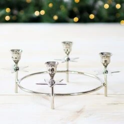 Star Brass Nickel Plated 4 Candle Holder