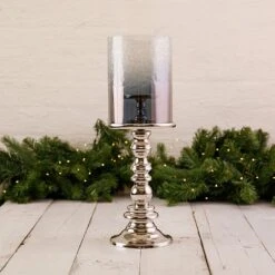 Aluminium Glass Pillar Candle Holder (47cm)