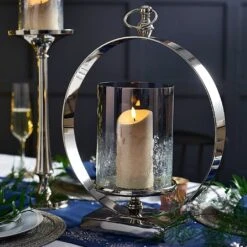 Circular Glass Pillar Candle Holder 46cm
