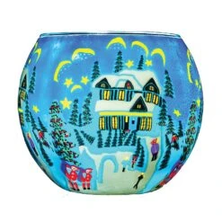 The Milford Collection 'Snowed In' Glass Tealight Holder