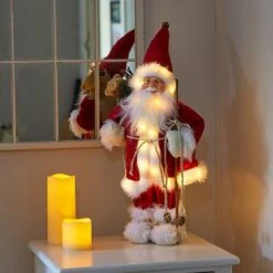 Three Kings Lit Father Christmas Red Large