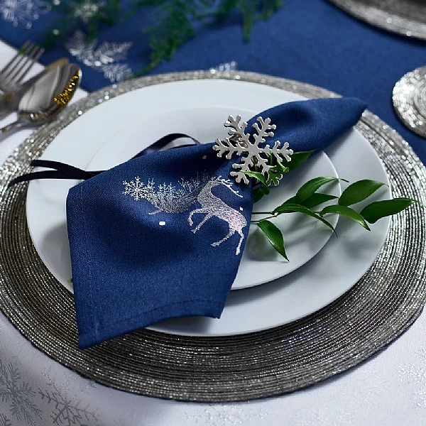 Peggy Wilkins Neve Navy & Silver Napkins Set Of 4 4 Peggy Wilkins Neve Navy & Silver Napkins Set Of 4 - Image 2