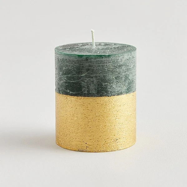 St Eval Winter Thyme Scented Gold Half Dipped Pillar Candle 3 St Eval Winter Thyme Scented Gold Half Dipped Pillar Candle