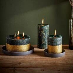 St Eval Winter Thyme Scented Gold Half Dipped Pillar Candle 5 St Eval Winter Thyme Scented Gold Half Dipped Pillar Candle -Christmas Decorations 1192602 1