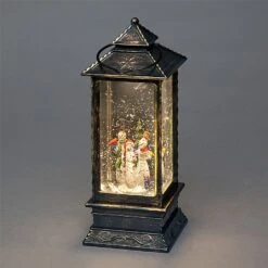 Snowtime 27cm 'The Snowmen Scene' LED Water Filled Lantern With Timer (Battery Operated)