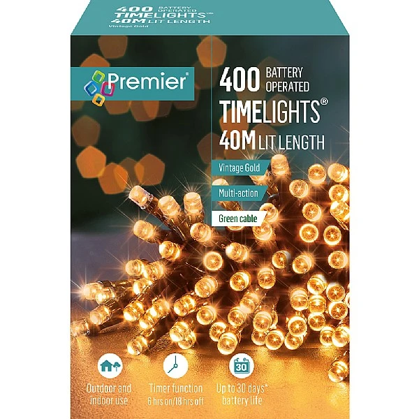 Premier Gold Battery Operated Timer Lights (400 LEDs) 5 Premier Gold Battery Operated Timer Lights (400 LEDs) - Image 3