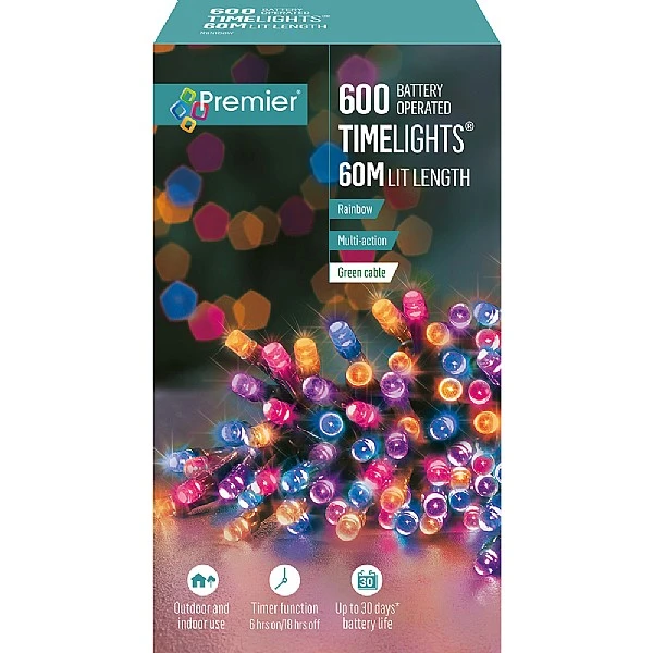 Premier Rainbow Battery Operated Timer Lights (600 LEDs) 5 Premier Rainbow Battery Operated Timer Lights (600 LEDs) - Image 3