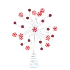 Festive Red & White Candy Stripe Tree Topper 33cm