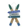 Festive Wooden Blue & Green Skis Sign 55cm -Christmas Decorations 1238006