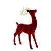 Festive Red Resin Flocked Reindeer With Gold Antlers 39cm -Christmas Decorations 1238007