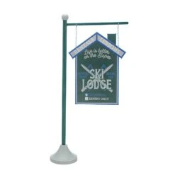 Festive Metal Green & Blue Ski Lodge Sign 85cm