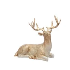 Festive Resin Gold Lying Down Reindeer 36cm