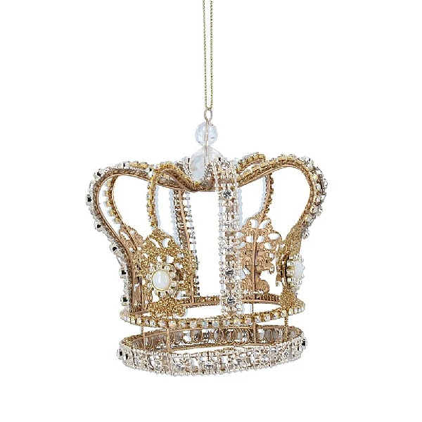Gisela Graham Gold Crown Tree Decoration With Diamantes & Pearls 3 Gisela Graham Gold Crown Tree Decoration With Diamantes & Pearls