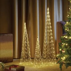 Three Kings Set Of 3 Warm White 640 LED TreeCone Trio