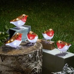 Three Kings InLit Ice Robins - Set Of 5