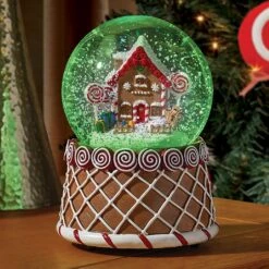 Three Kings 10cm Musical Gingerbread House Snowglobe