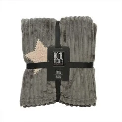 Decoris Grey Ribbed Sherpa Throw