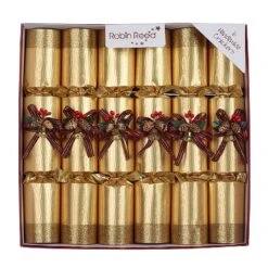 Robin Reed 12" Ring 'O' Bells Gold Christmas Crackers - Pack Of 6