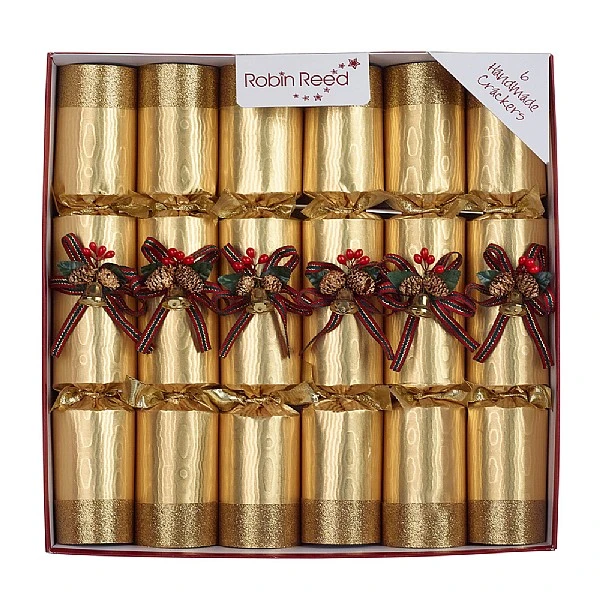 Robin Reed 12" Ring 'O' Bells Gold Christmas Crackers - Pack Of 6 3 Robin Reed 12" Ring 'O' Bells Gold Christmas Crackers - Pack Of 6