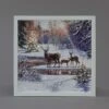 Snowtime Fibre Optic 40x40cm Deer Family Canvas By Richard Macneil (Battery Operated) -Christmas Decorations 1240231