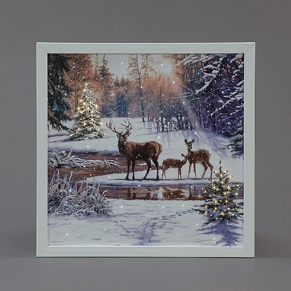 Snowtime Fibre Optic 40x40cm Deer Family Canvas By Richard Macneil (Battery Operated) 3 Snowtime Fibre Optic 40x40cm Deer Family Canvas By Richard Macneil (Battery Operated)