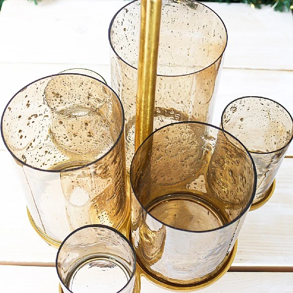 Gold Aluminium 6 Pillars Candle Holder 5 Gold Aluminium 6 Pillars Candle Holder - Image 3