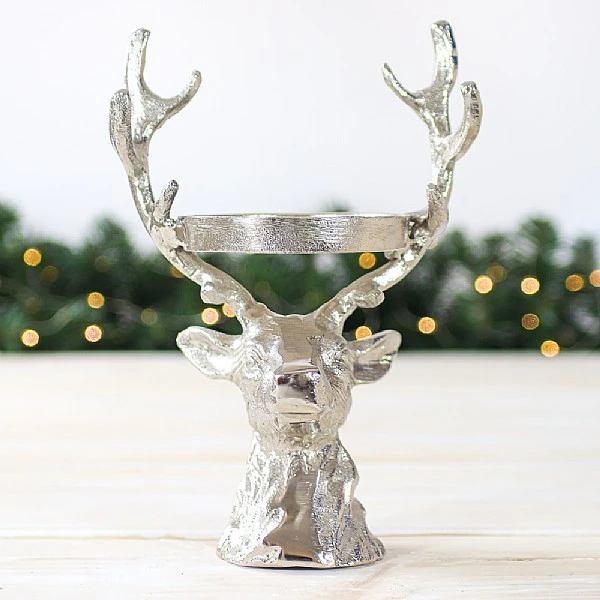 Aluminium Reindeer Head Tealight Holder 3 Aluminium Reindeer Head Tealight Holder