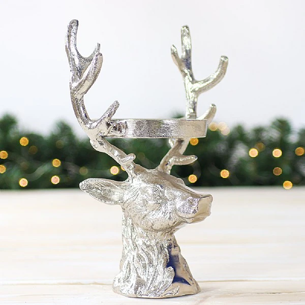 Aluminium Reindeer Head Tealight Holder 4 Aluminium Reindeer Head Tealight Holder - Image 2