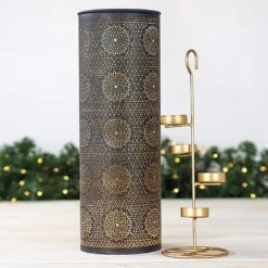 Small Black & Gold Iron Tealight Holder 7 Small Black & Gold Iron Tealight Holder -Christmas Decorations 1242262 3