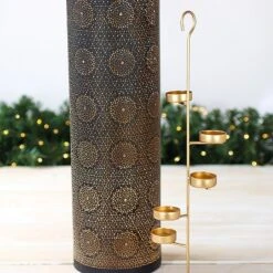 Large Black & Gold Iron Tealight Holder 7 Large Black & Gold Iron Tealight Holder -Christmas Decorations 1242263 3