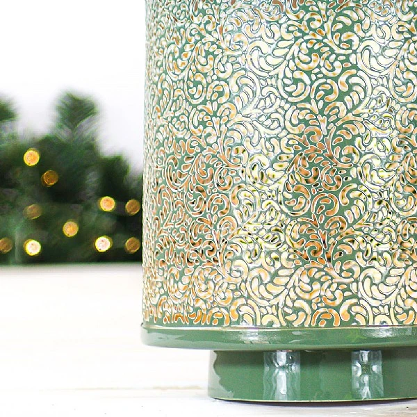 Sage Green Large Iron Lantern 4 Sage Green Large Iron Lantern - Image 2