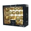 Decoris Box Of 42 Light Gold Glass Baubles -Christmas Decorations 1243353