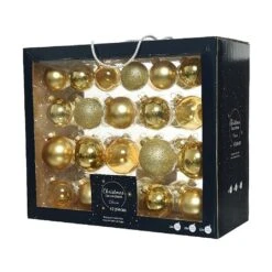 Decoris Box Of 42 Light Gold Glass Baubles