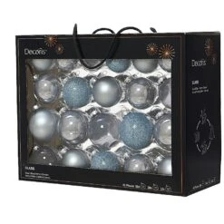 Decoris Box Of 42 Hazy Blue Glass Baubles