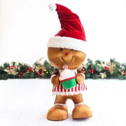 53cm Santa Gingerbread Girl With Cupcake