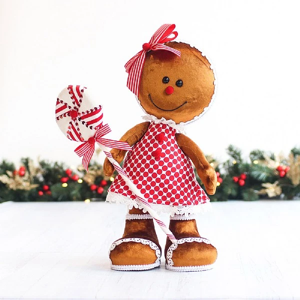 42cm Candy Cane Gingerbread Girl 3 42cm Candy Cane Gingerbread Girl